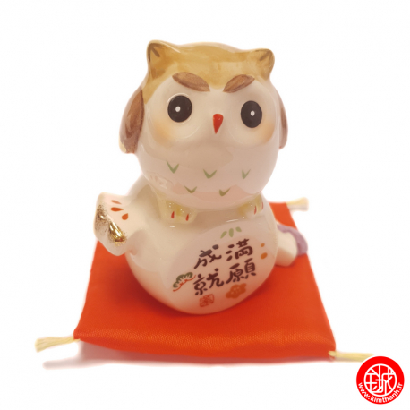 Chouette FUKURO (梟) en porcelaine japonaise RéUSSiTE & FORTUNE (h8.5cm)