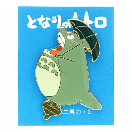 Pin's Totoro criant sur une toupie avec un parapluie - Mon_voisin_Totoro© (L2.8*h3.6cm)