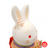 Zodiaque 2023 USAGi Lapin salutation avec kimono chirimen rouge en argile h14cm