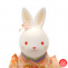 Zodiaque 2023 USAGi Lapin salutation avec kimono chirimen rouge en argile h14cm