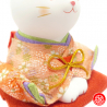 Zodiaque 2023 USAGi Lapin salutation avec kimono chirimen rouge en argile h14cm