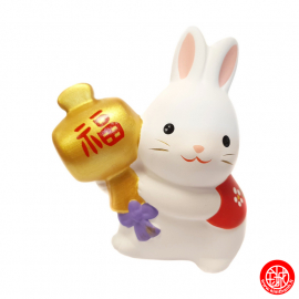 Zodiaque 2023 USAGi lapin avec le maillet de la fortune en argile h8.5cm