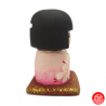 Tirelire Kokeshi-chan sakura rose en céramique h9.5cm