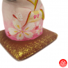 Tirelire Kokeshi-chan sakura rose en céramique h9.5cm
