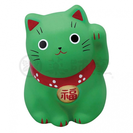 Maneki Neko 招き猫 VERT en argile (h5.5cm)