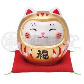 Tirelire Maneki Neko 招き猫 DARUMANEKi sakura DORé en porcelaine (h10cm)