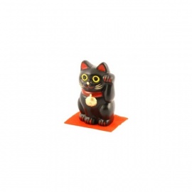 Maneki Neko 招き猫 NOiR en argile (h7.5cm)