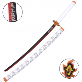 Katana de décoration • Demon Slayer • Nichirin Kyojuro RENGOKU blanc, lame en acier inox 72cm [#110CF]