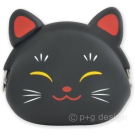 Porte-monnaie mimi POCHi Japan MANEKi NEKO 招き猫 noir en silicone