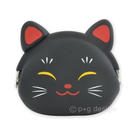 Porte-monnaie mimi POCHi Japan MANEKi NEKO noir en silicone