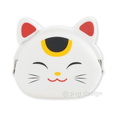 Porte-monnaie mimi POCHi Japan MANEKi NEKO blanc en silicone