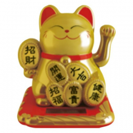 Maneki Neko 招き猫 animé 100% SOLAiRE koban doré h10.5cm