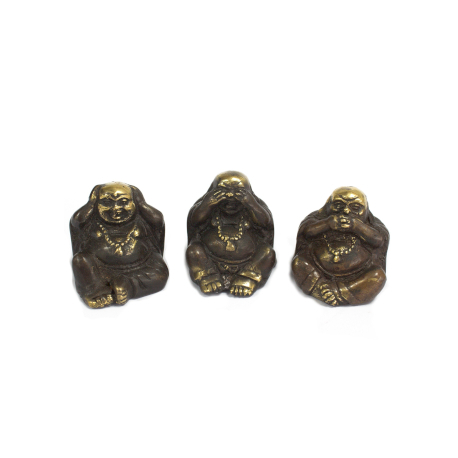 3 sages Hotei 布袋 (Prospérité) en laiton (h4cm)