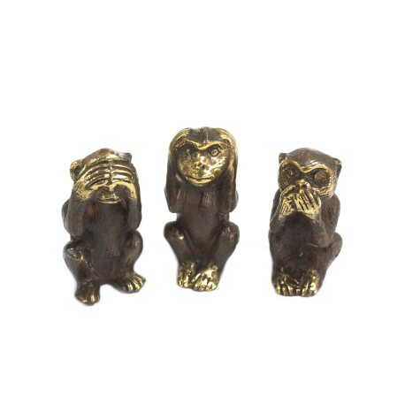 3 sages Hotei 布袋 (Prospérité) en laiton (h5cm)