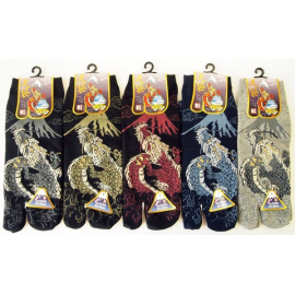Tabi Socks L - Soquettes à orteil japonaises DRAGON et FUJi (Taille extensible de 39 à 44)