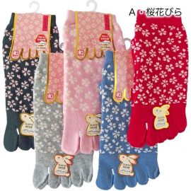 Soquettes à 5 doigts japonaises S FLEURS de CERiSiER 桜花びら (extensible t34 à t39)