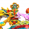 Dragon et épée Tao en résine peint à la main h20cm