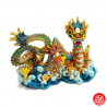 Dragon impérial sur les flots en résine peint à la main 闪光对龙 16*10*7.5cm
