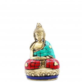 Bouddha assis en laiton et howlite (h7.5cm)