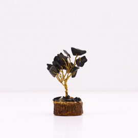 Arbre de Fortune 財富樹 15 pierres AGATE NOiRE sur socle en bois (h6cm)