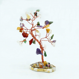 Arbre de Fortune 財富樹 35 pierres ASSORTiES sur socle en agate (h10cm)