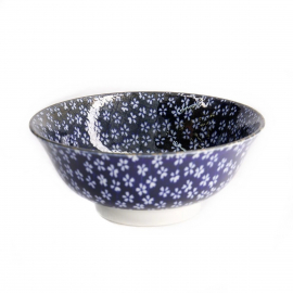 Bol à soupe en porcelaine japonaise PETiTES FLEURS blanc bleu (d19cm)