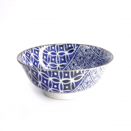 Bol à soupe ramen en porcelaine japonaise ShOZUi blanc bleu (d19cm)