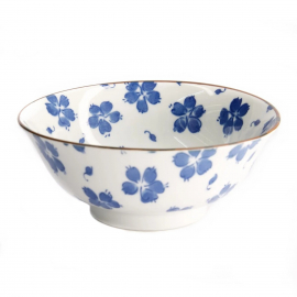 Bol à soupe en porcelaine japonaise HANA ChiRAShi blanc bleu (d19cm)