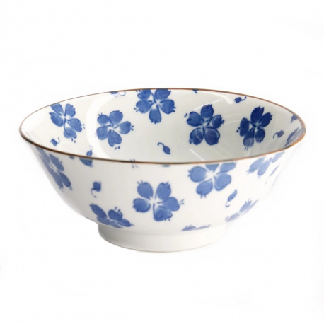 Bol à soupe en porcelaine japonaise HANA ChiRAShi blanc bleu (d19cm)