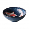 Bol à soupe ramen en porcelaine bleu indigo carpes KOi d21,5x8cm