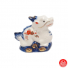 Zodiaque DRAGON 2024 double dragons en porcelaine blanc bleu