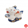 Zodiaque DRAGON 2024 double dragons en porcelaine blanc bleu