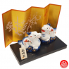 Zodiaque DRAGON 2024 double dragons en porcelaine blanc bleu