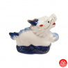 Zodiaque DRAGON 2024 double dragons en porcelaine blanc bleu