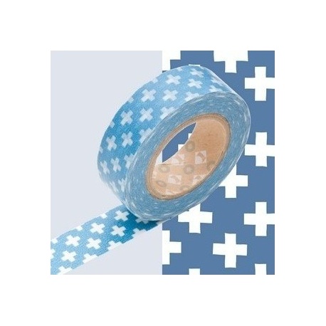 masking tape déco cross light blue (croix bleu clair) 15mm*10m