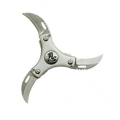 Couteau shuriken 3 lames ZEN gris (d7cm) [#30D]