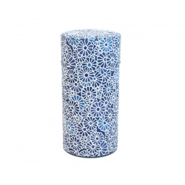 Boîte à thé japonaise (茶筒 chazutsu) papier washi AiZOME kiku (200g)