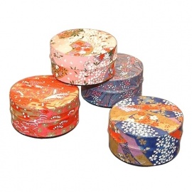 Boîte à thé japonaise (茶筒 chazutsu) papier washi ChiYOGAMi plat (40g)