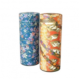 Boîte à thé japonaise (茶筒 chazutsu) papier washi ChiYOGAMi haute (150g)