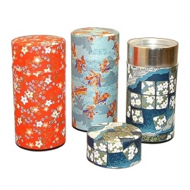 Boîte à thé japonaise (茶筒 chazutsu) papier washi ChiYOGAMi (200g)