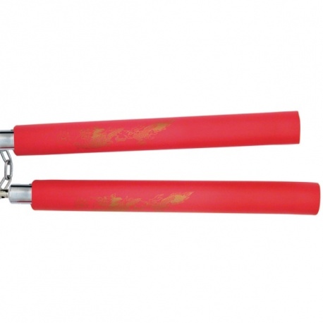 Nunchaku en mousse à chaîne imprimé dragon doré (rouge) [#E0KAJ]