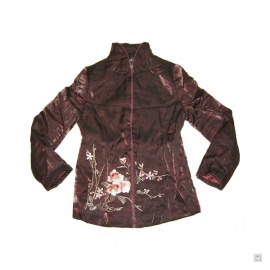 Veste matelassée FLEURS brodées marron