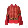 Veste rouge motifs noirs et or en coton