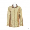 Veste COL & MANCHES brodés fleurs marron en soie