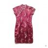 Robe chinoise (qipao 旗袍) courte manches courtes BORdEAUX motif 3 AMiS (50% soie & 50% polyester)