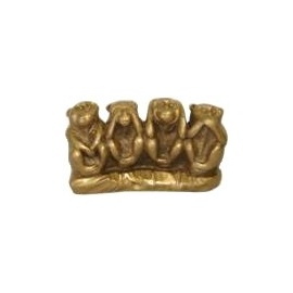 4 singes en résine doré (h6cm)