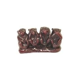 4 singes en résine marron (h6cm)