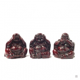 3 sages Hotei résine marron (h7cm)