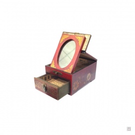 Boîte à bijoux avec miroir et 1 tiroir FLEURS & OiSEAU (L12xP16xh8cm)