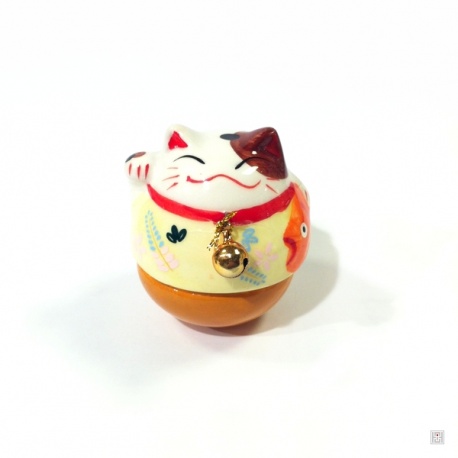 Culbuto Maneki Neko grelot en porcelaine h6.5cm PM